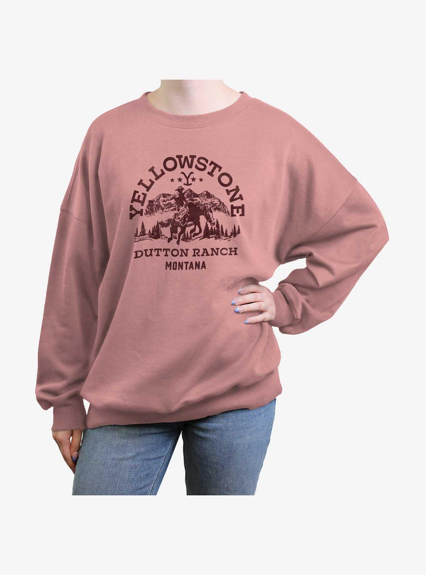 Yellowstone Vintage Dutton Ranch Girls Oversized Sweatshirt, DESERTPNK, hi-res