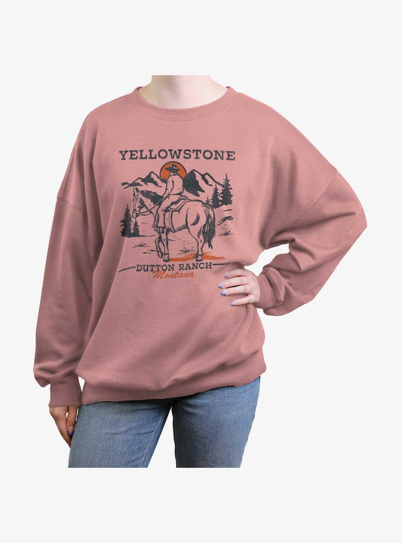 Yellowstone Dutton Ranch Mountains Girls Oversized Sweatshirt, DESERTPNK, hi-res