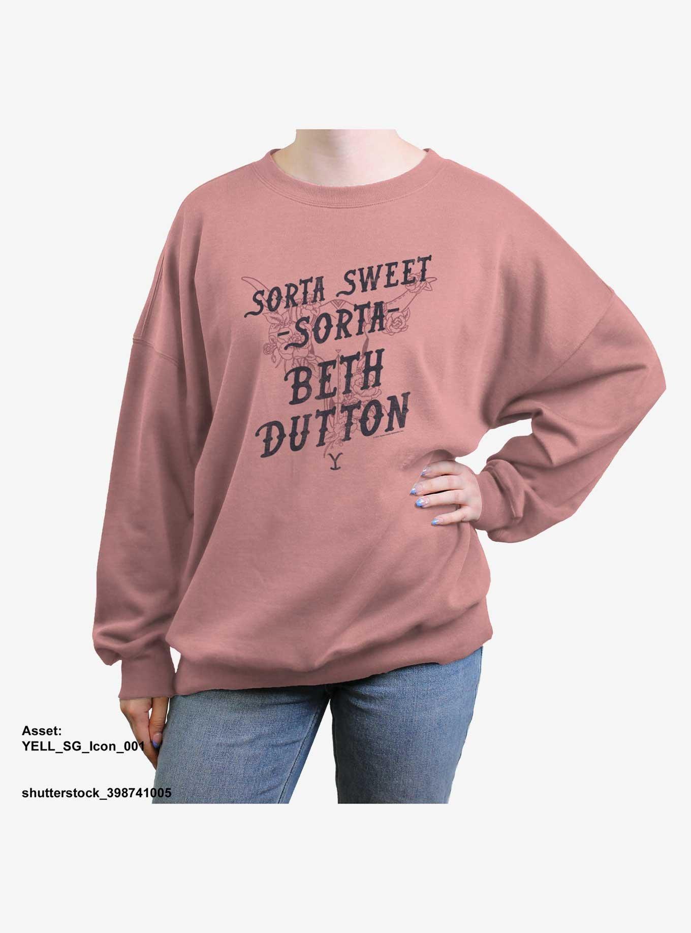 Yellowstone Sorta Sweet Beth Girls Oversized Sweatshirt, DESERTPNK, hi-res