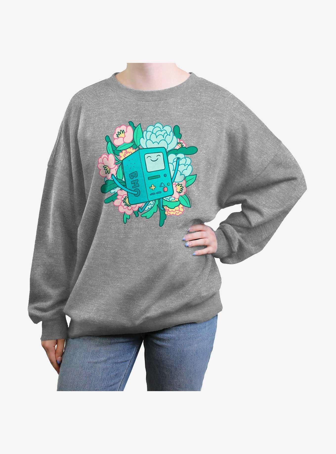 Adventure Time Bmo Flowers Girls Oversized Sweatshirt, DESERTPNK, hi-res