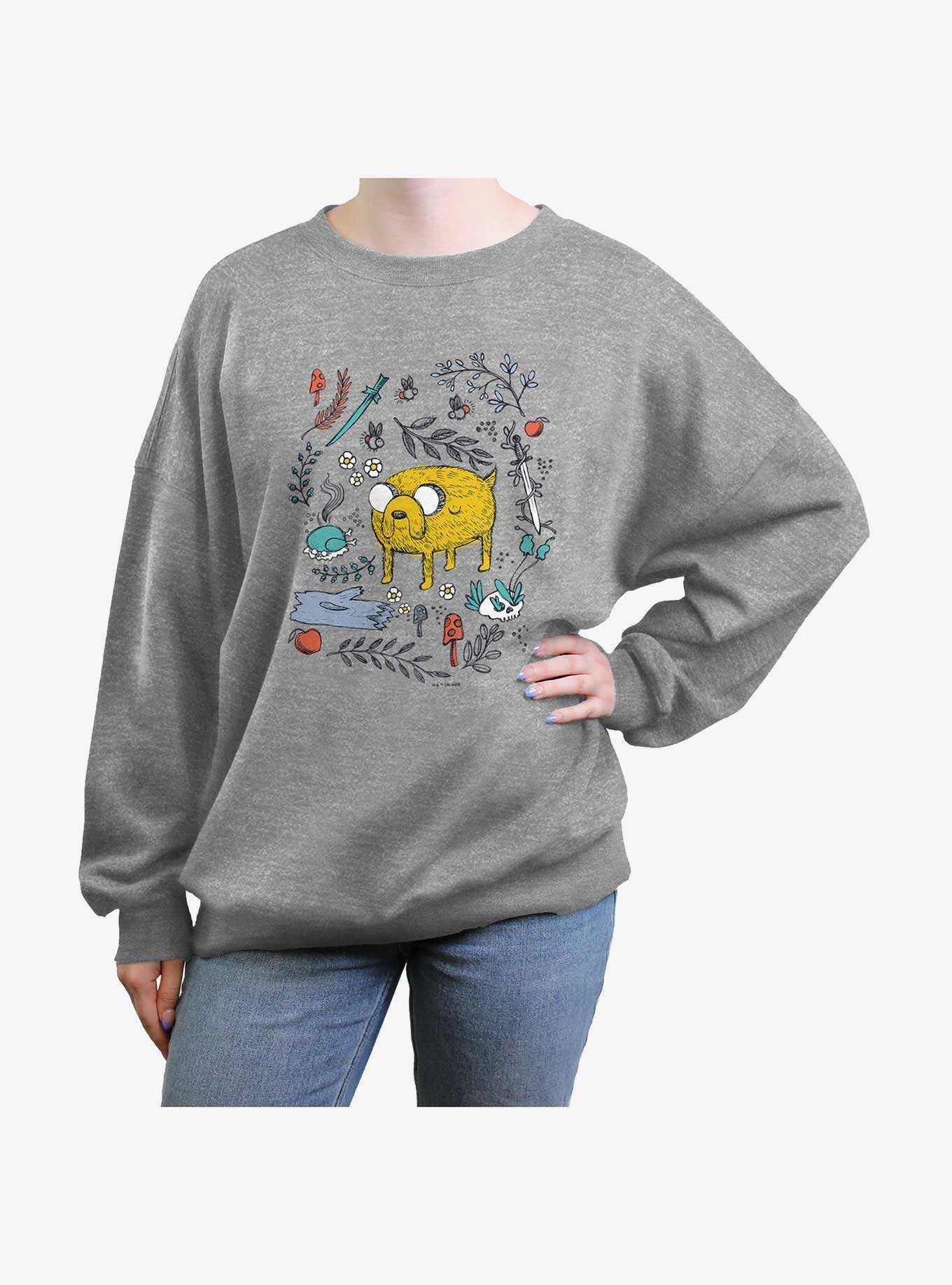 Adventure Time Jake Sketch Girls Oversized Sweatshirt, , hi-res