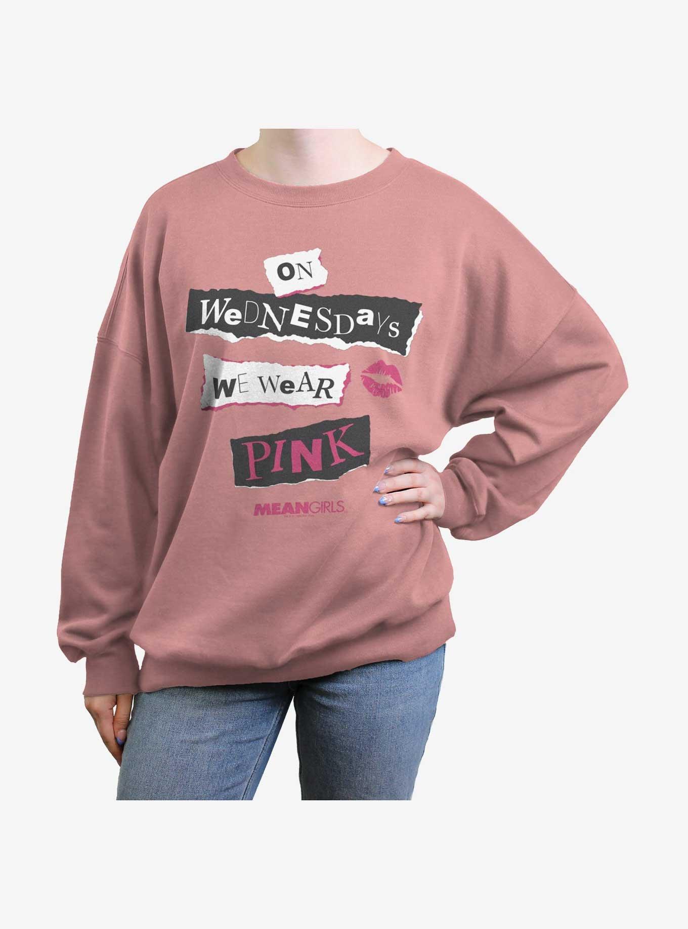 Mean Girls Wednesdays We Wear Pink Girls Oversized Sweatshirt, DESERTPNK, hi-res