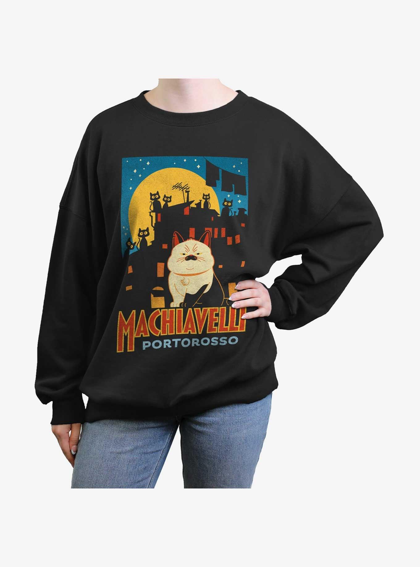 Disney Pixar Luca Machiavelli Portorosso Girls Oversized Sweatshirt, BLACK, hi-res