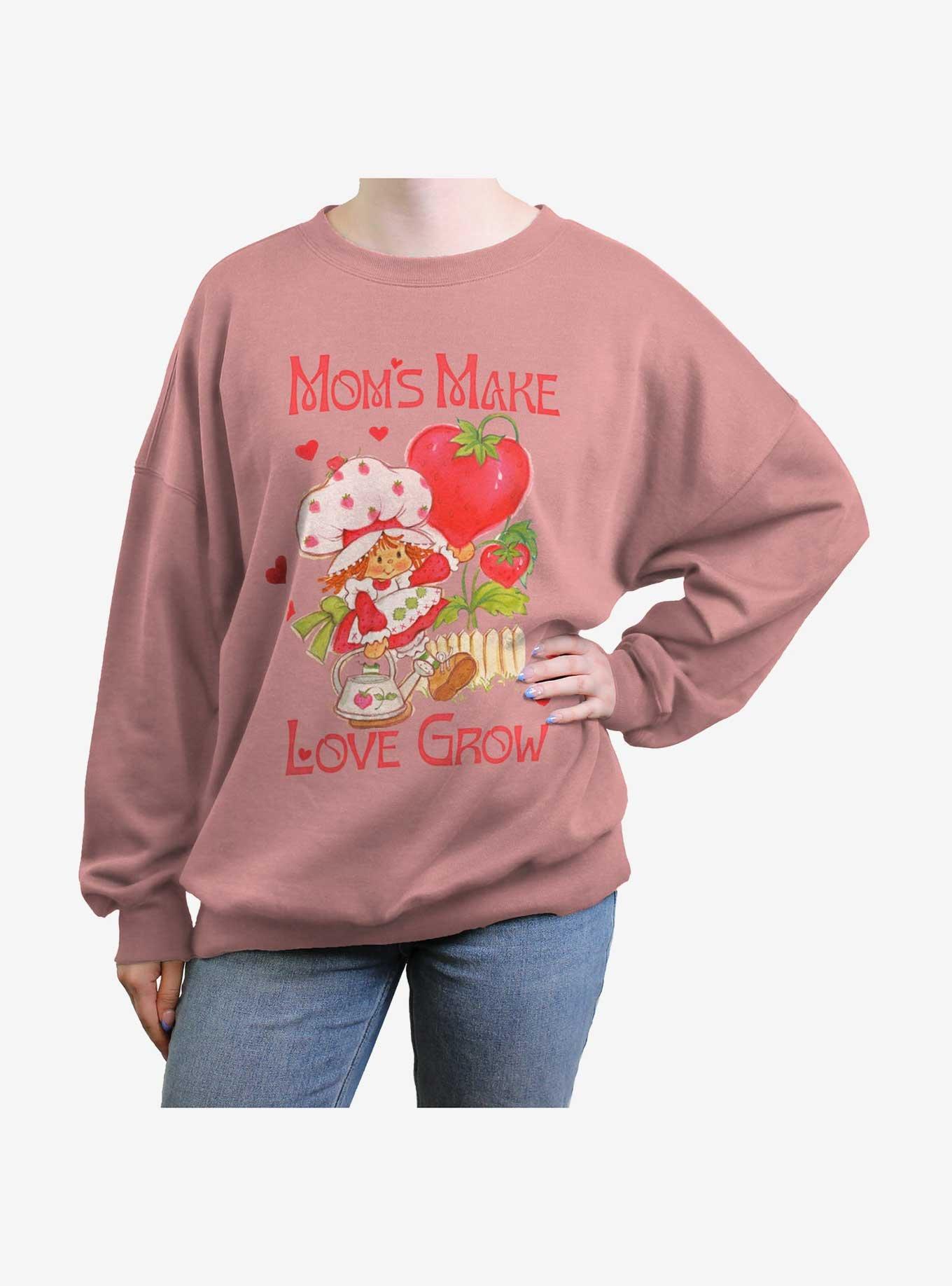 Strawberry Shortcake Mom's Make Love Grow Girls Oversized Sweatshirt, DESERTPNK, hi-res
