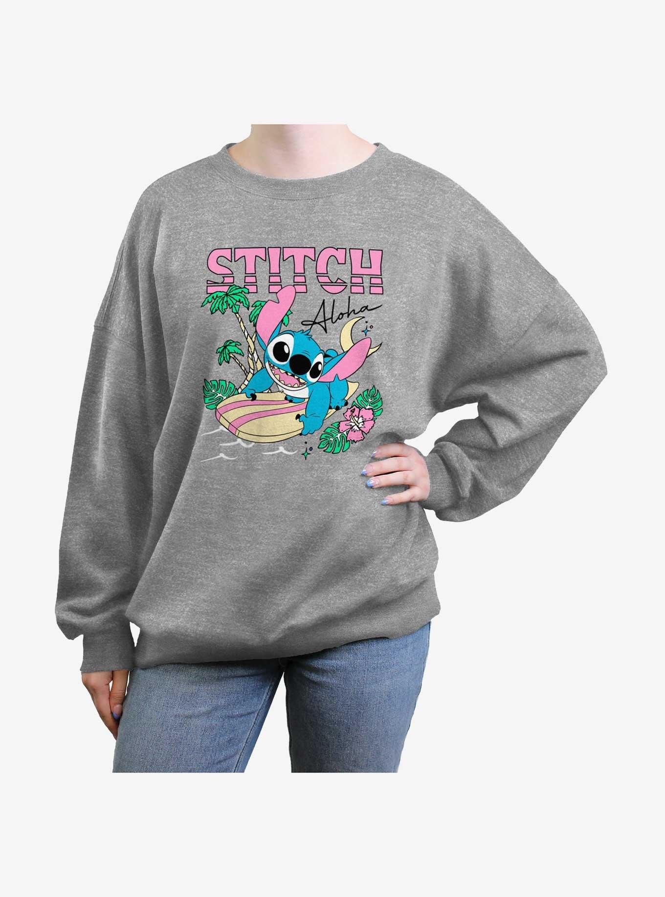 Disney Lilo & Stitch Aloha Stitch Girls Oversized Sweatshirt, , hi-res