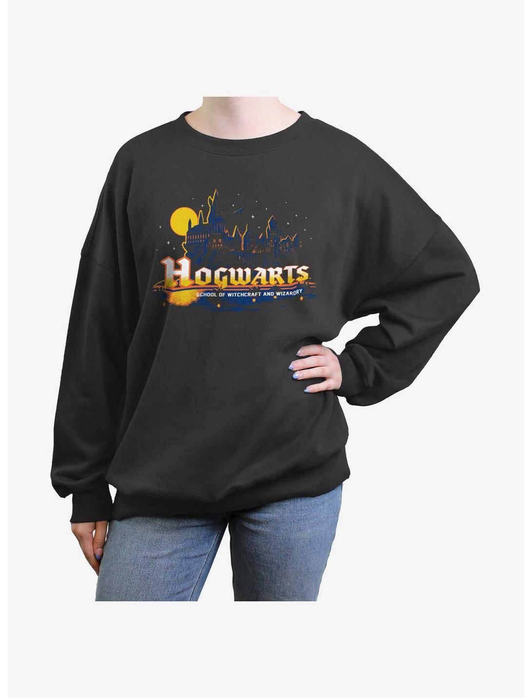 Harry Potter Hogwarts Girls Oversized Sweatshirt, CHARCOAL, hi-res