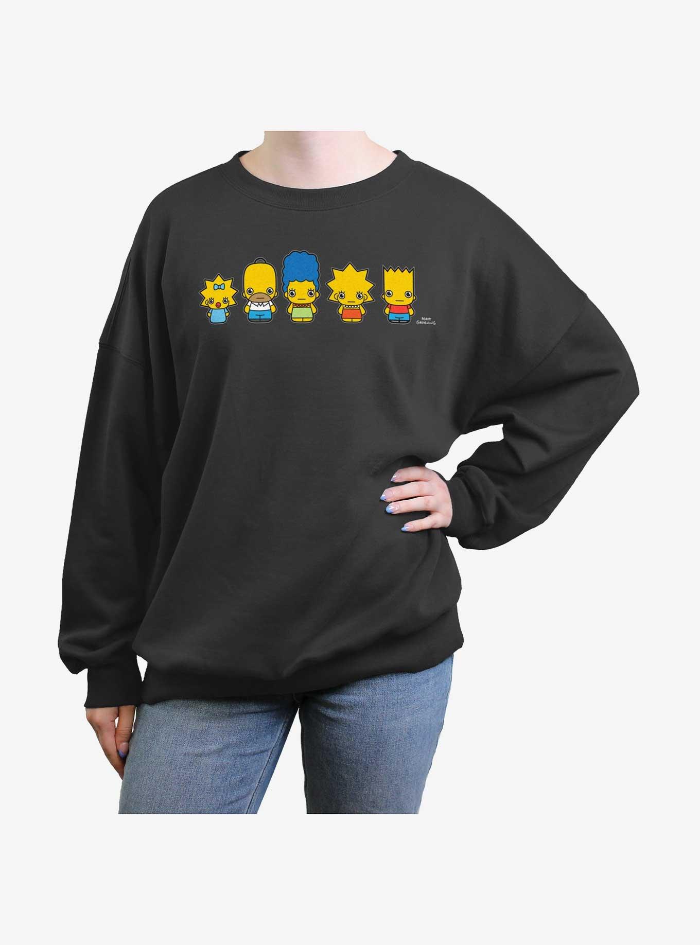 The Simpsons Chibi Lineup Womens Oversized Sweatshirt, CHARCOAL, hi-res