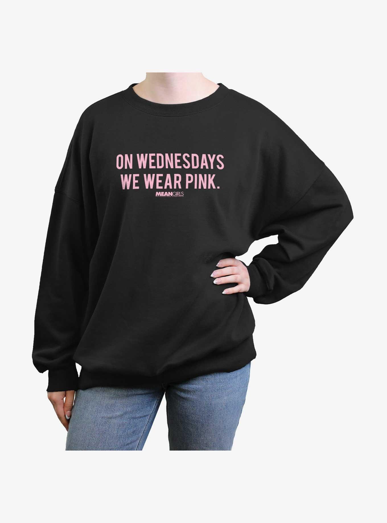 Mean Girls Wednesdays We Wear Pink Womens Oversized Sweatshirt, BLACK, hi-res