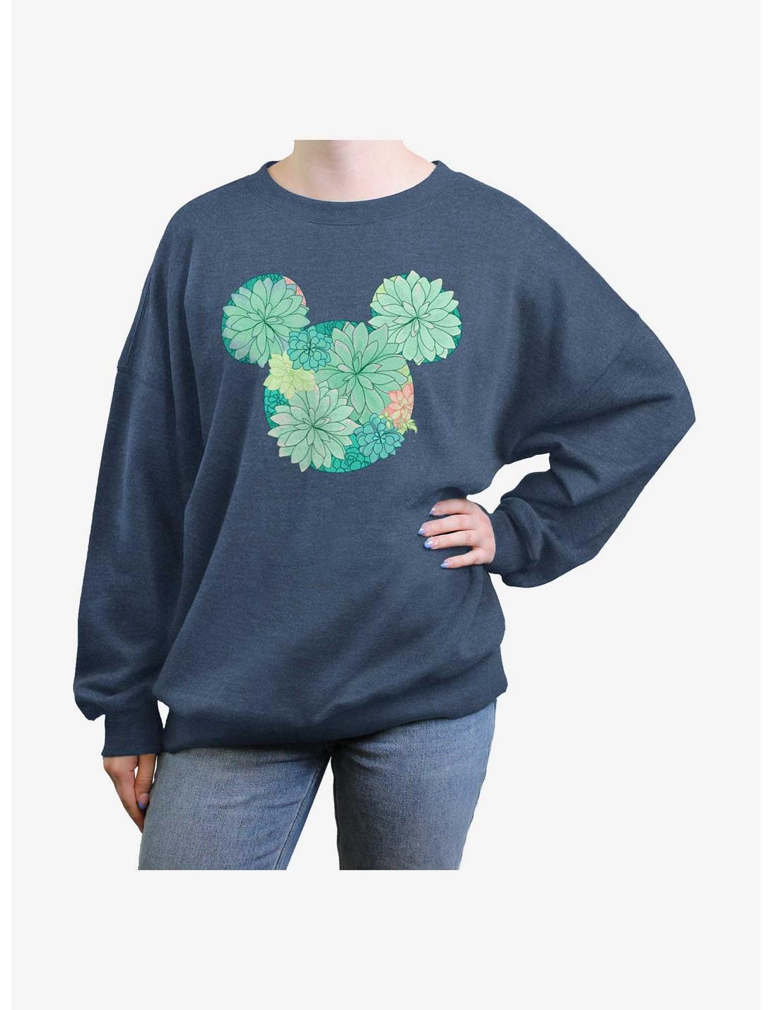 Disney Mickey Mouse Succulents Womens Oversized Sweatshirt, BLUEHTR, hi-res
