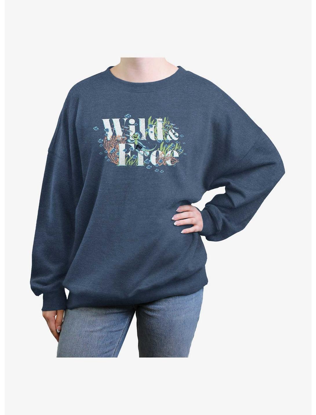 Disney Pixar Luca Wild Free Womens Oversized Sweatshirt, BLUEHTR, hi-res