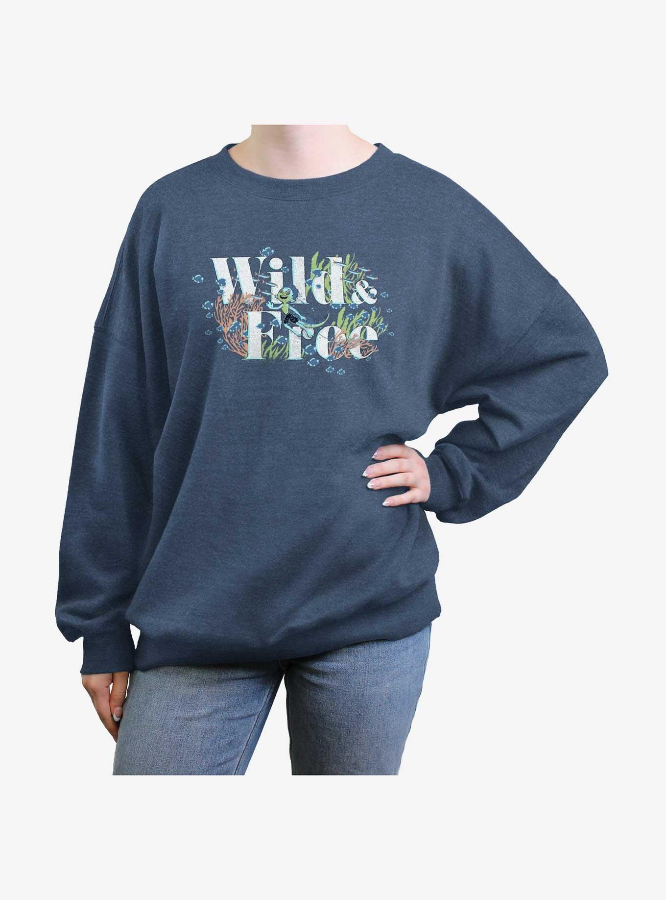 Disney Pixar Luca Wild Free Womens Oversized Sweatshirt, BLUEHTR, hi-res