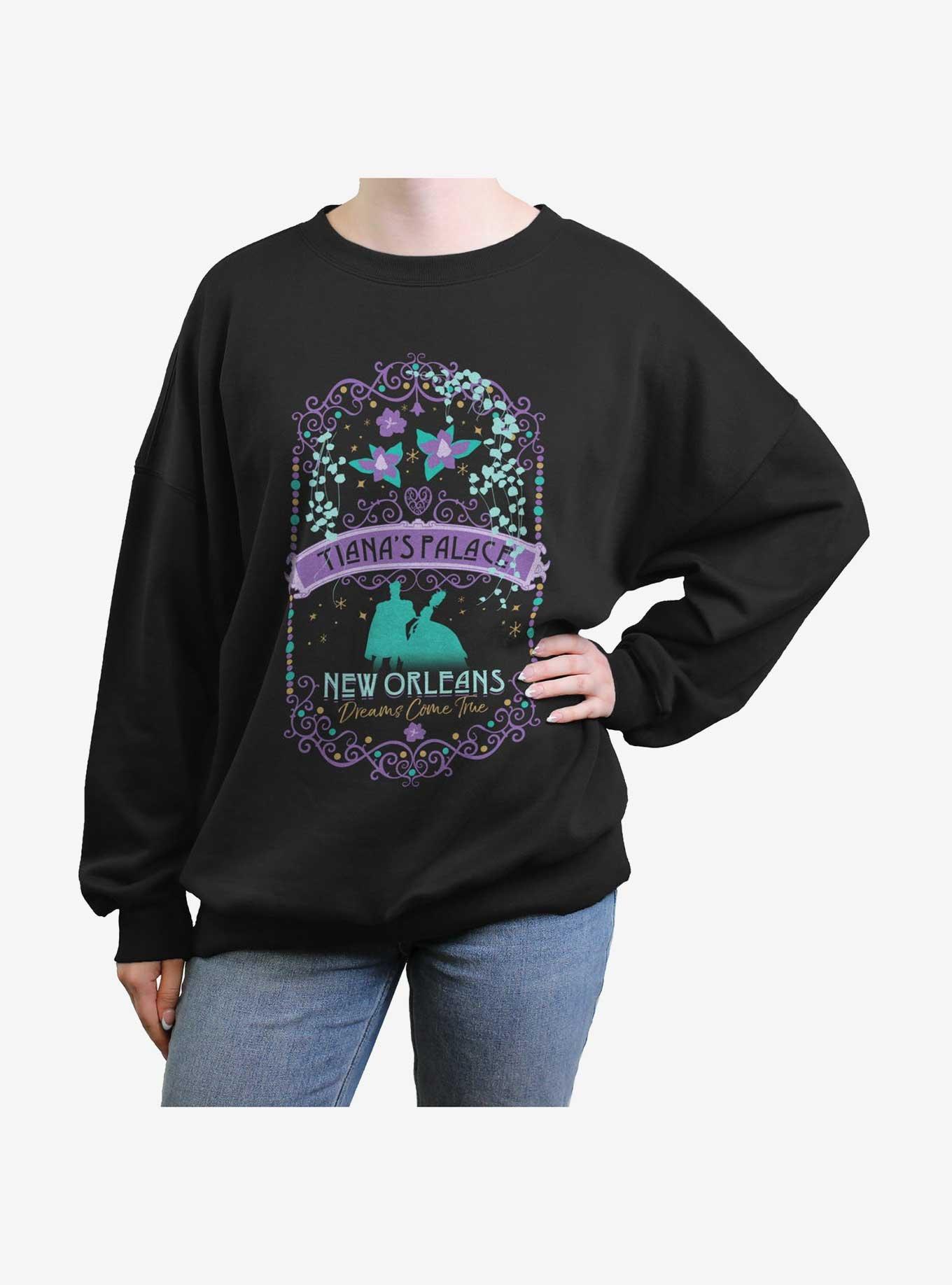 Disney Princess And The Frog Tiana's Place Dreams Womens Oversized Sweatshirt, BLACK, hi-res