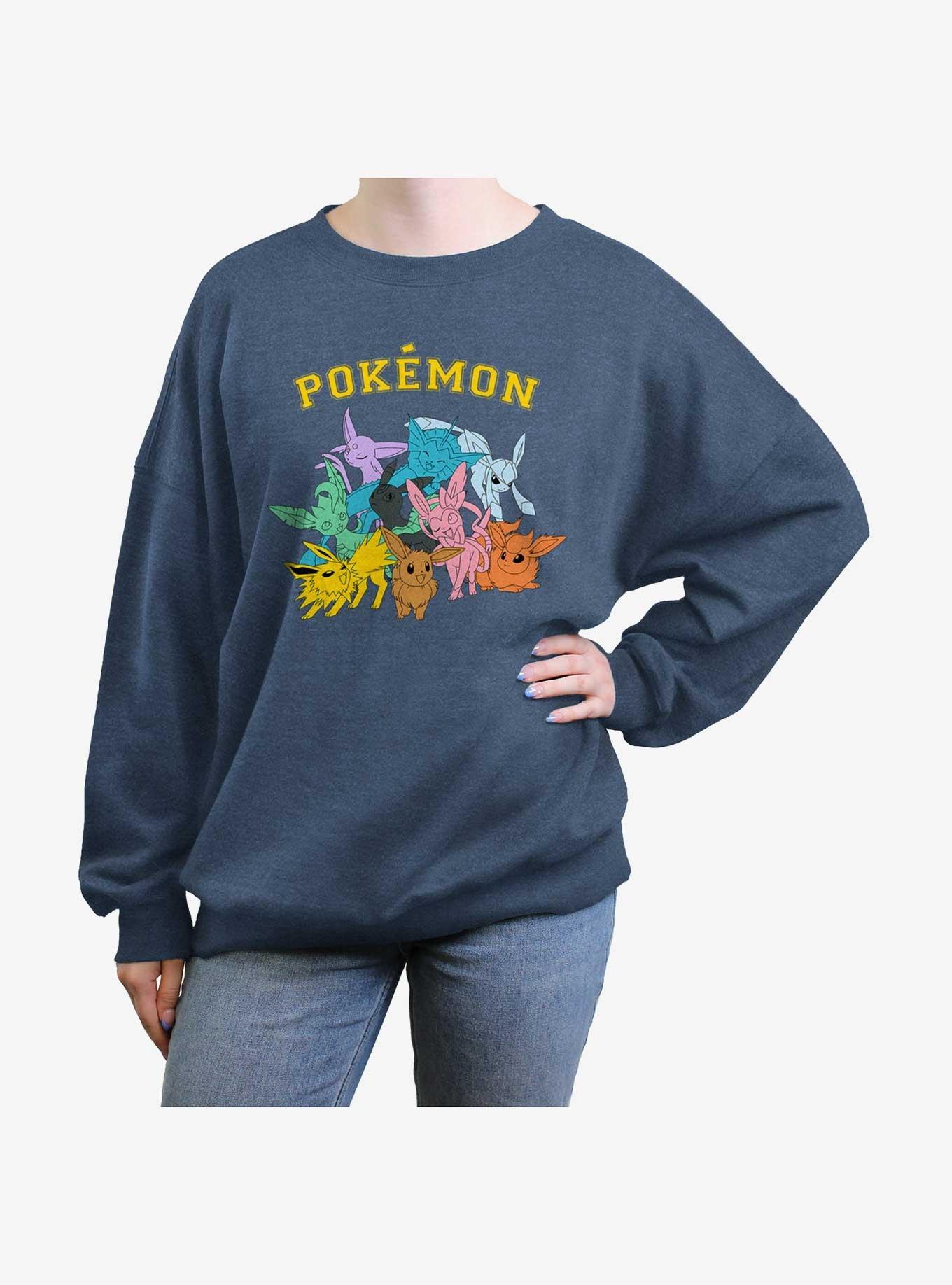 Maglietta Donna Fifth Sun Pokemon - Gotta Catch Eeveelutions, Manica Lunga Con Scollo A Cascata