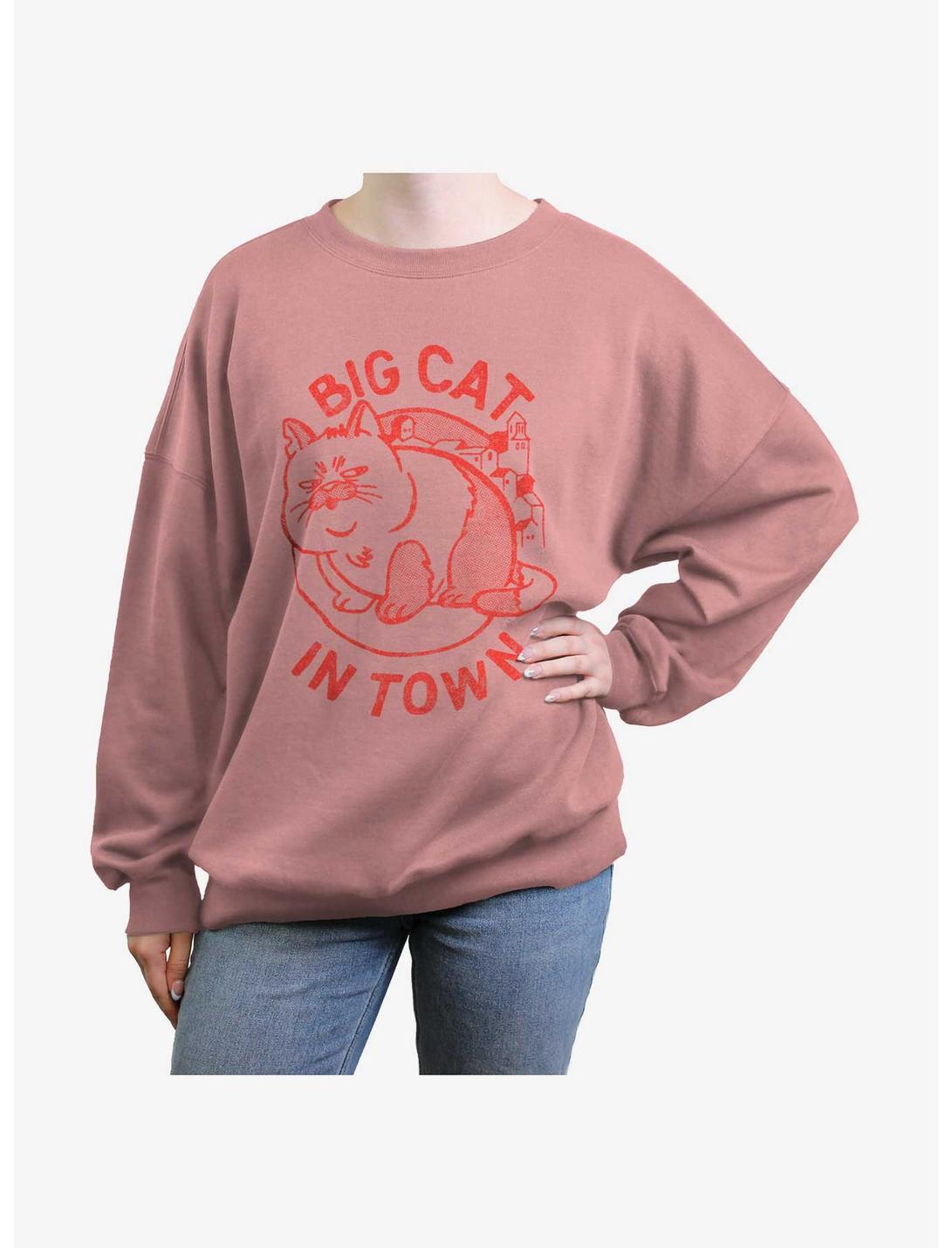 Disney Pixar Luca Big Cat Womens Oversized Sweatshirt, DESERTPNK, hi-res