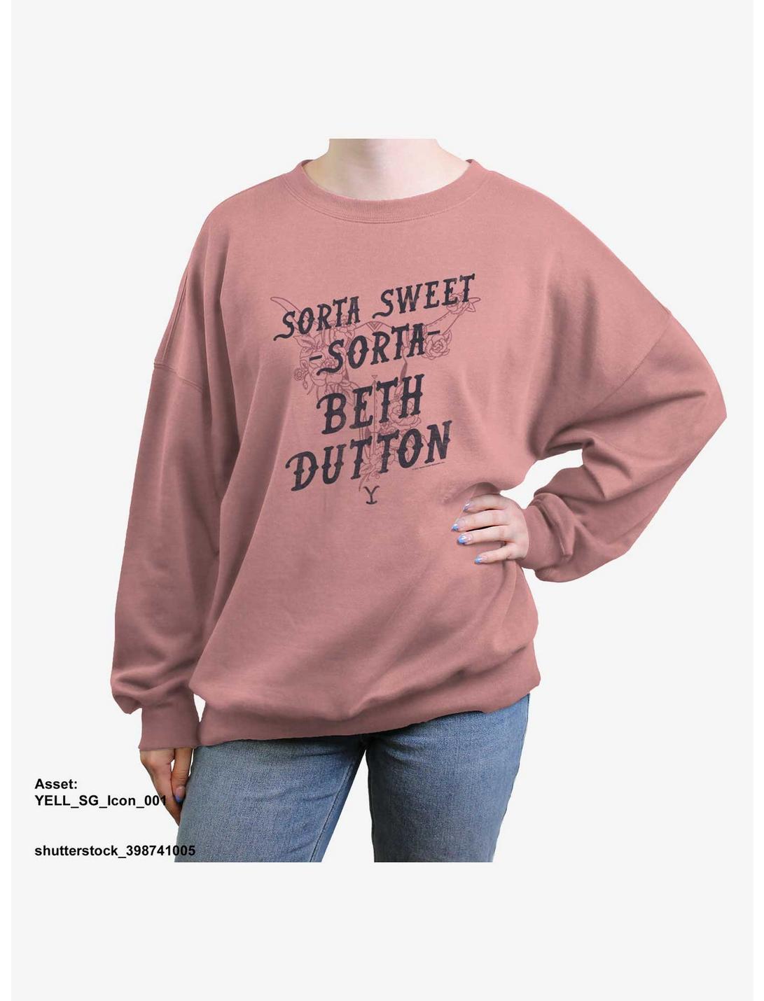 Yellowstone Sorta Sweet Beth Womens Oversized Sweatshirt, DESERTPNK, hi-res
