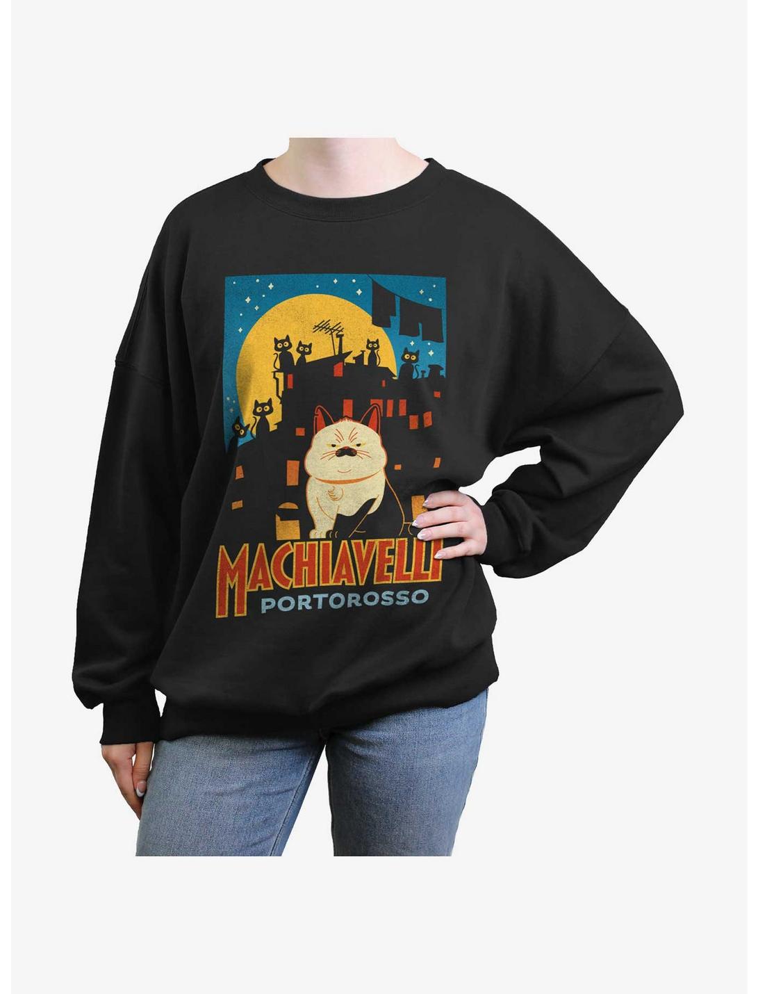 Disney Pixar Luca Machiavelli Portorosso Womens Oversized Sweatshirt, BLACK, hi-res
