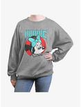 Disney Minnie Mouse Grunge Womens Oversized Sweatshirt, HEATHER GR, hi-res