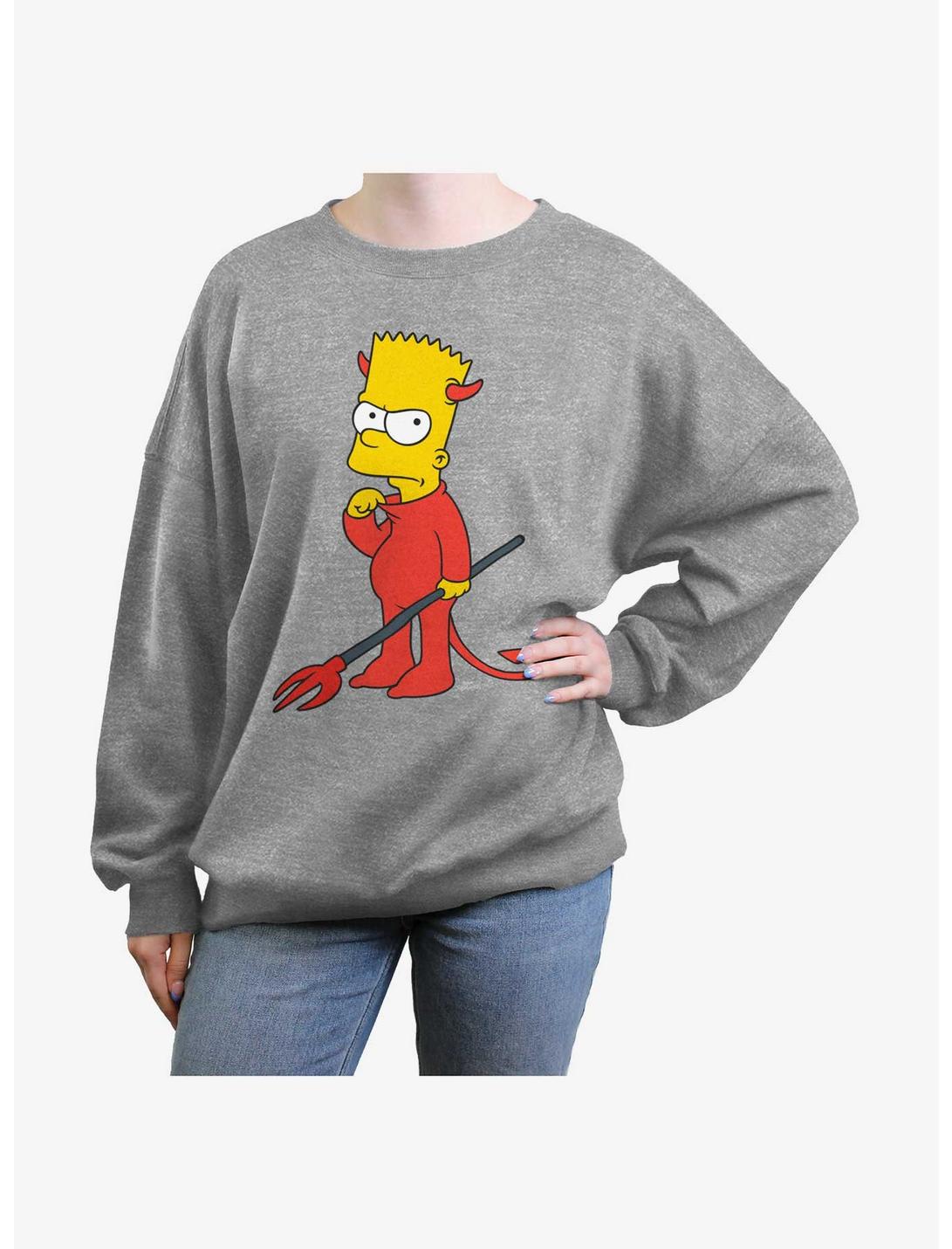 The Simpsons Devil Bart Womens Oversized Sweatshirt, HEATHER GR, hi-res