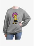 The Simpsons Lisa Punk Womens Oversized Sweatshirt, HEATHER GR, hi-res