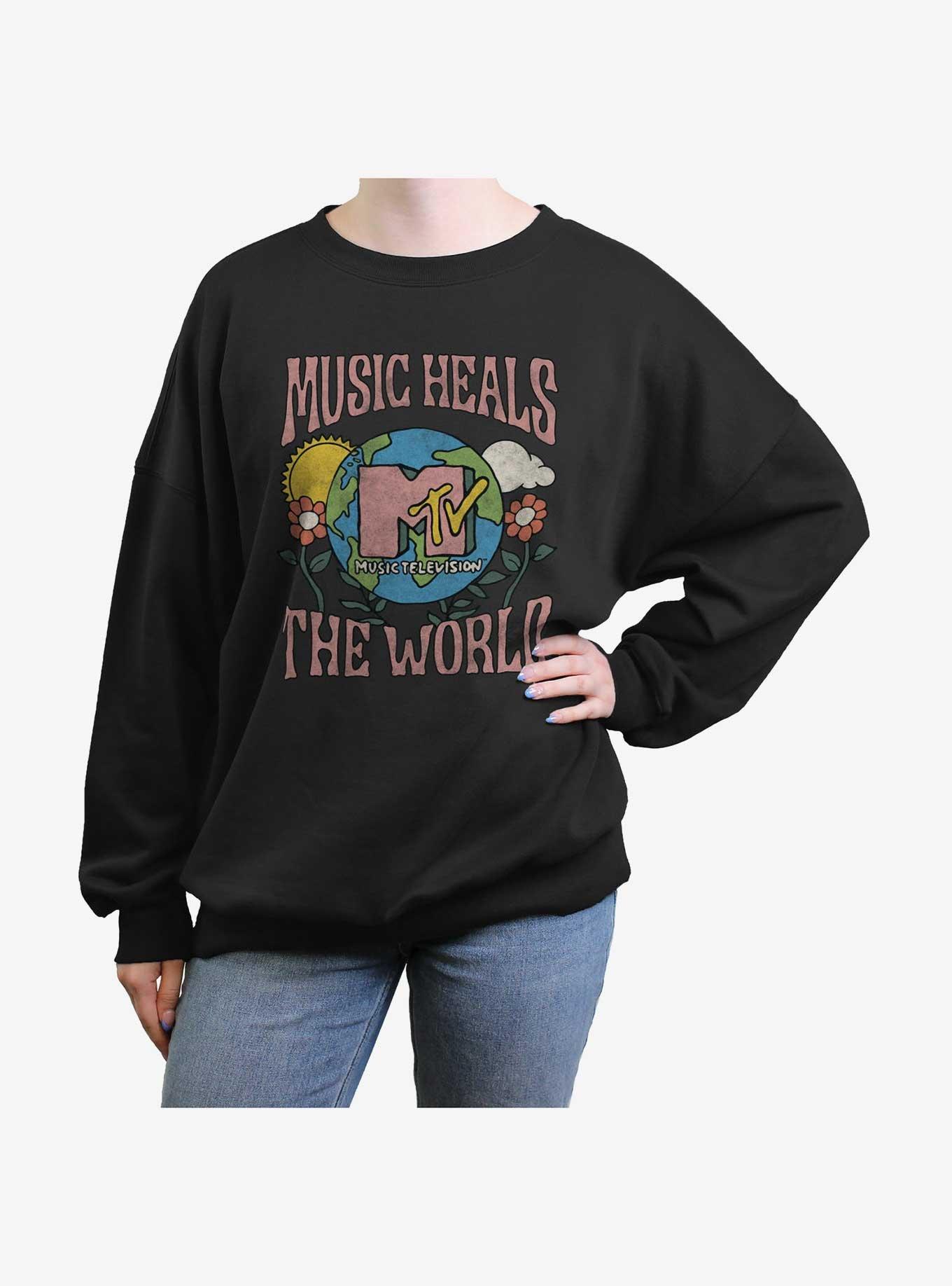 MTV Music Heals Womens Oversized Sweatshirt, BLACK, hi-res