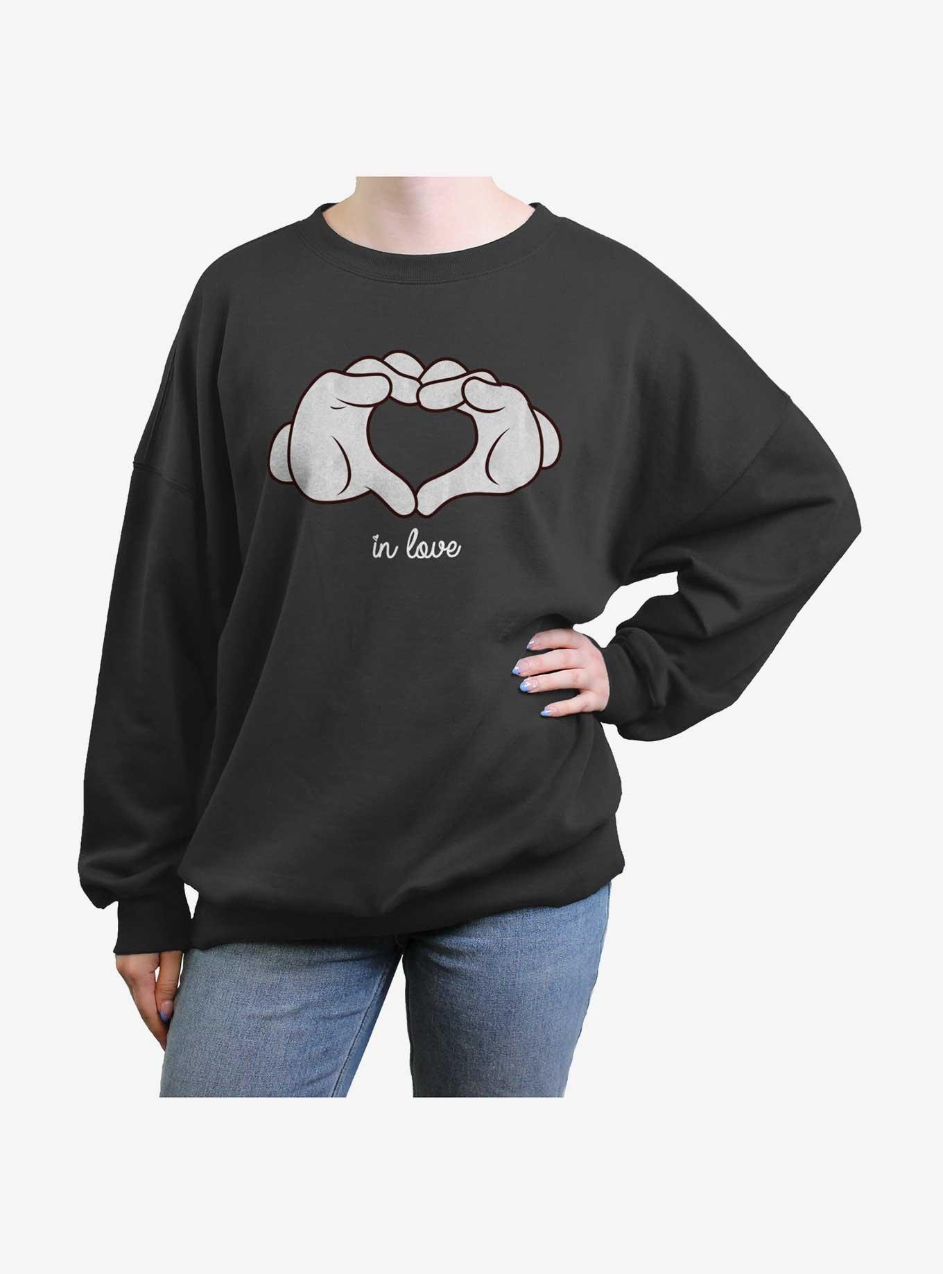 Disney Mickey Mouse Love Heart Womens Oversized Sweatshirt, CHARCOAL, hi-res