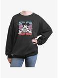 Disney Mickey Mouse repeating name Womens Oversized Sweatshirt, CHARCOAL, hi-res