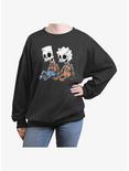 The Simpsons Skeleton Bart And Lisa Womens Oversized Sweatshirt, CHARCOAL, hi-res