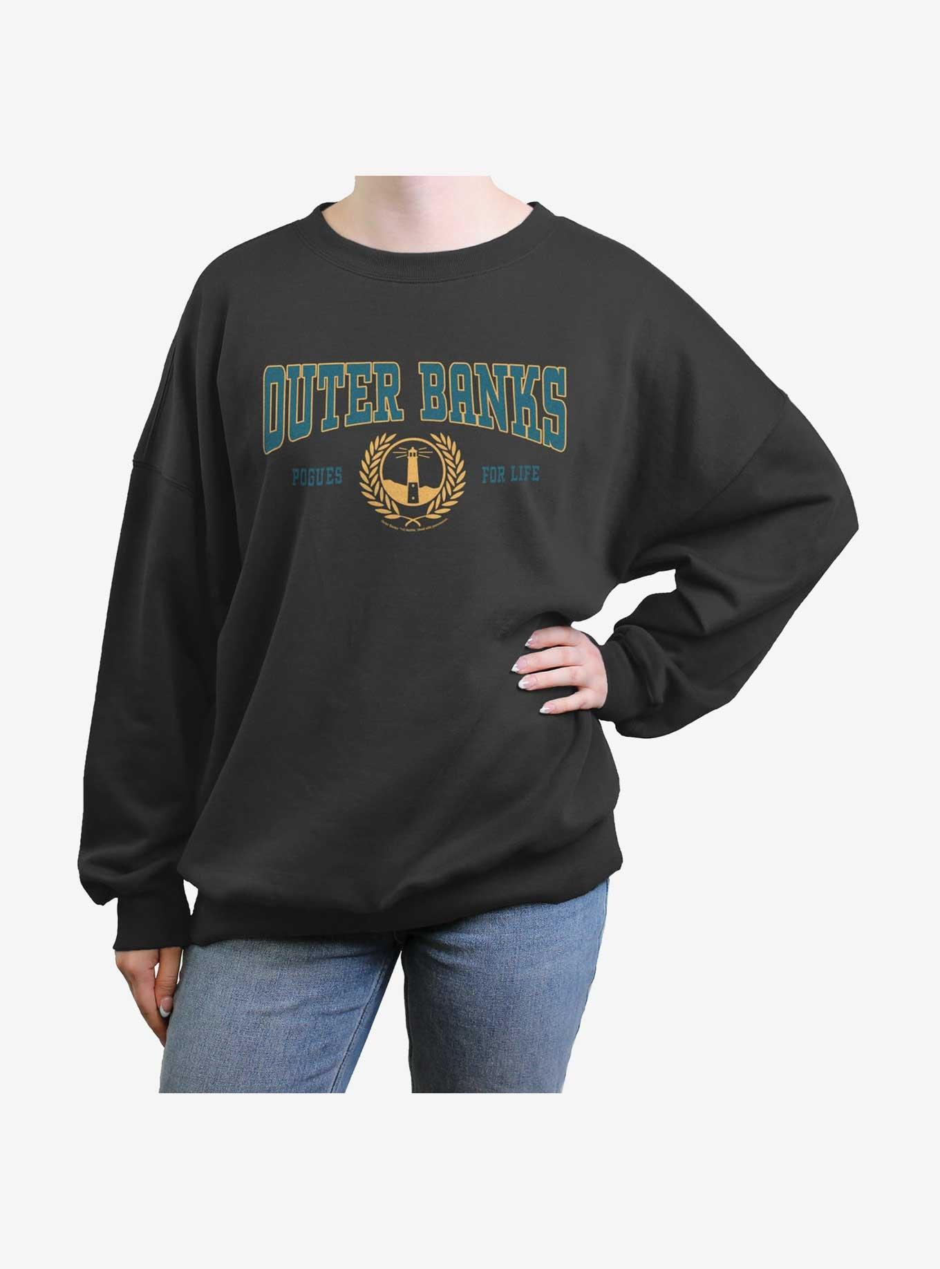 Outer Banks Collegiate Womens Oversized Sweatshirt, CHARCOAL, hi-res