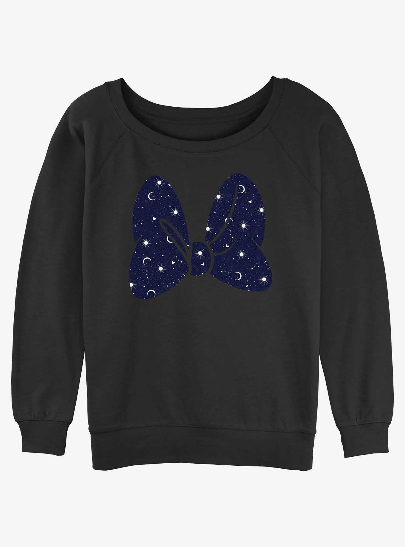 Disney Minnie Mouse Galaxy Print Bow Girls Slouchy Sweatshirt, GRAY HTR, hi-res