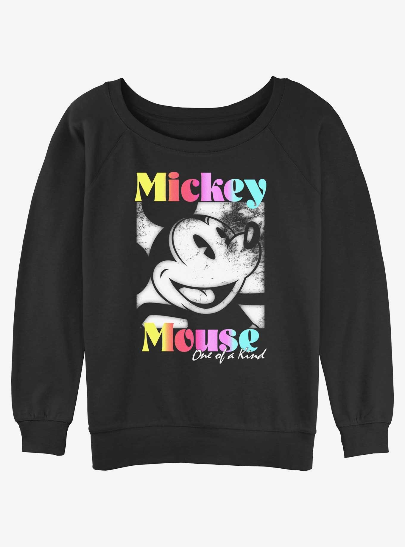 Disney Mickey Mouse one of a kind distressed Girls Slouchy Sweatshirt, BLACK, hi-res