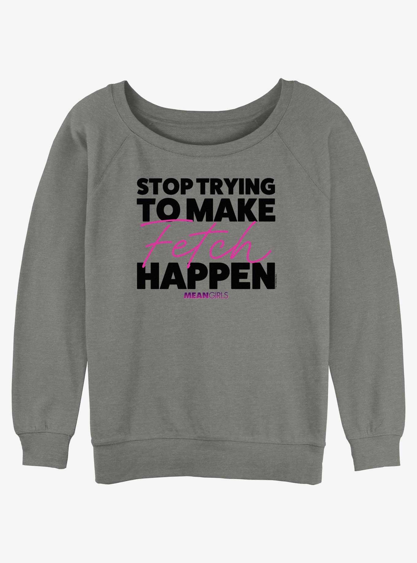 Mean Girls Make Fetch Happen Girls Slouchy Sweatshirt, GRAY HTR, hi-res