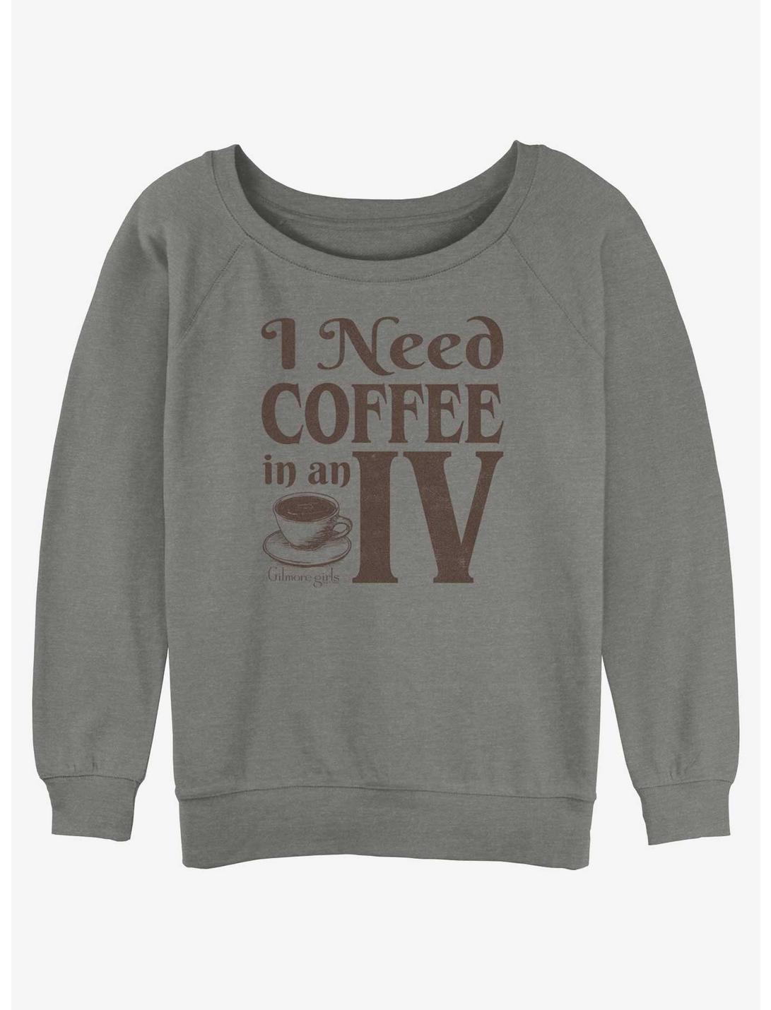Gilmore Girls Need Coffee In An IV Girls Slouchy Sweatshirt, GRAY HTR, hi-res