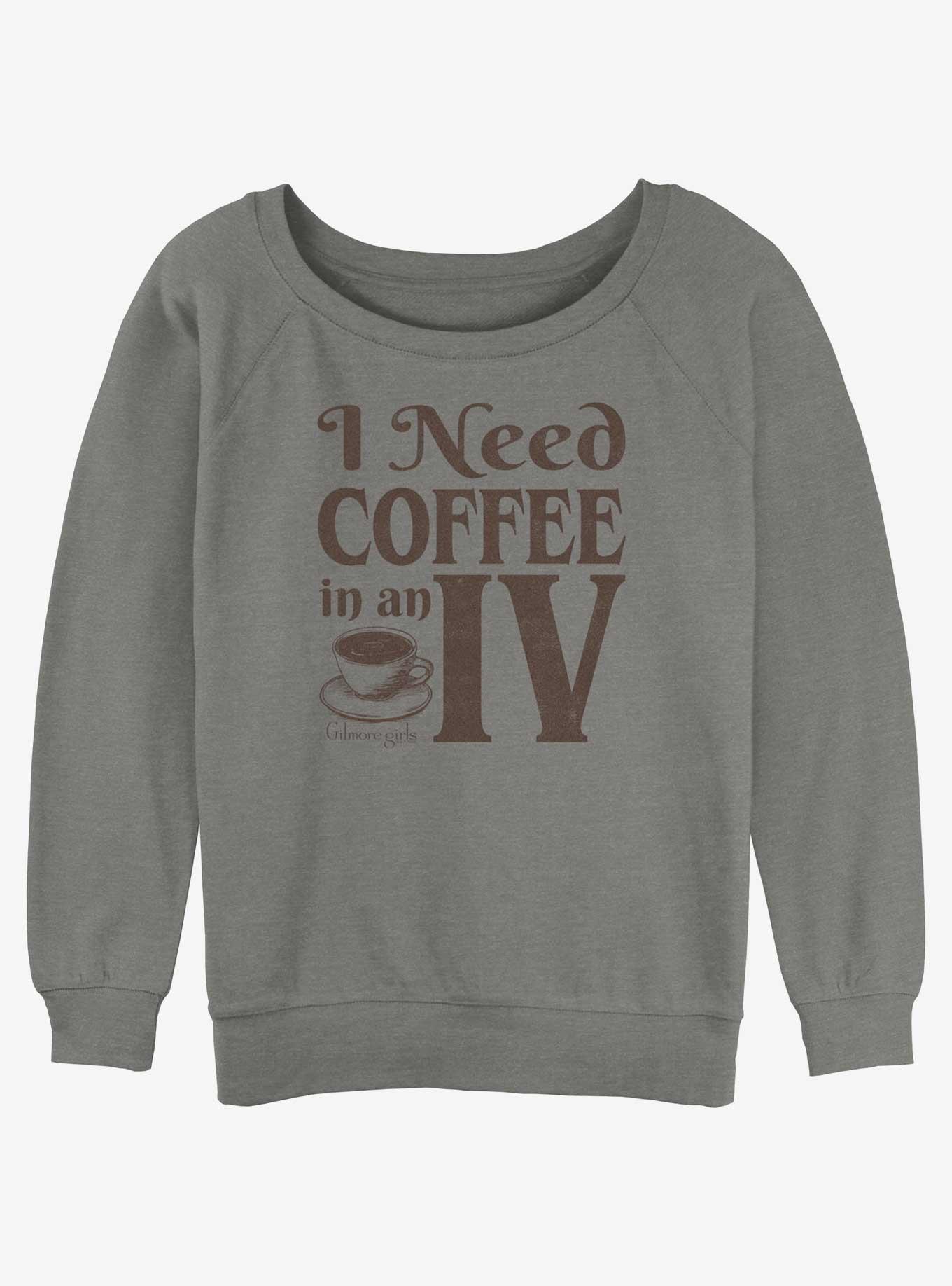 Gilmore Girls Need Coffee In An IV Girls Slouchy Sweatshirt, GRAY HTR, hi-res