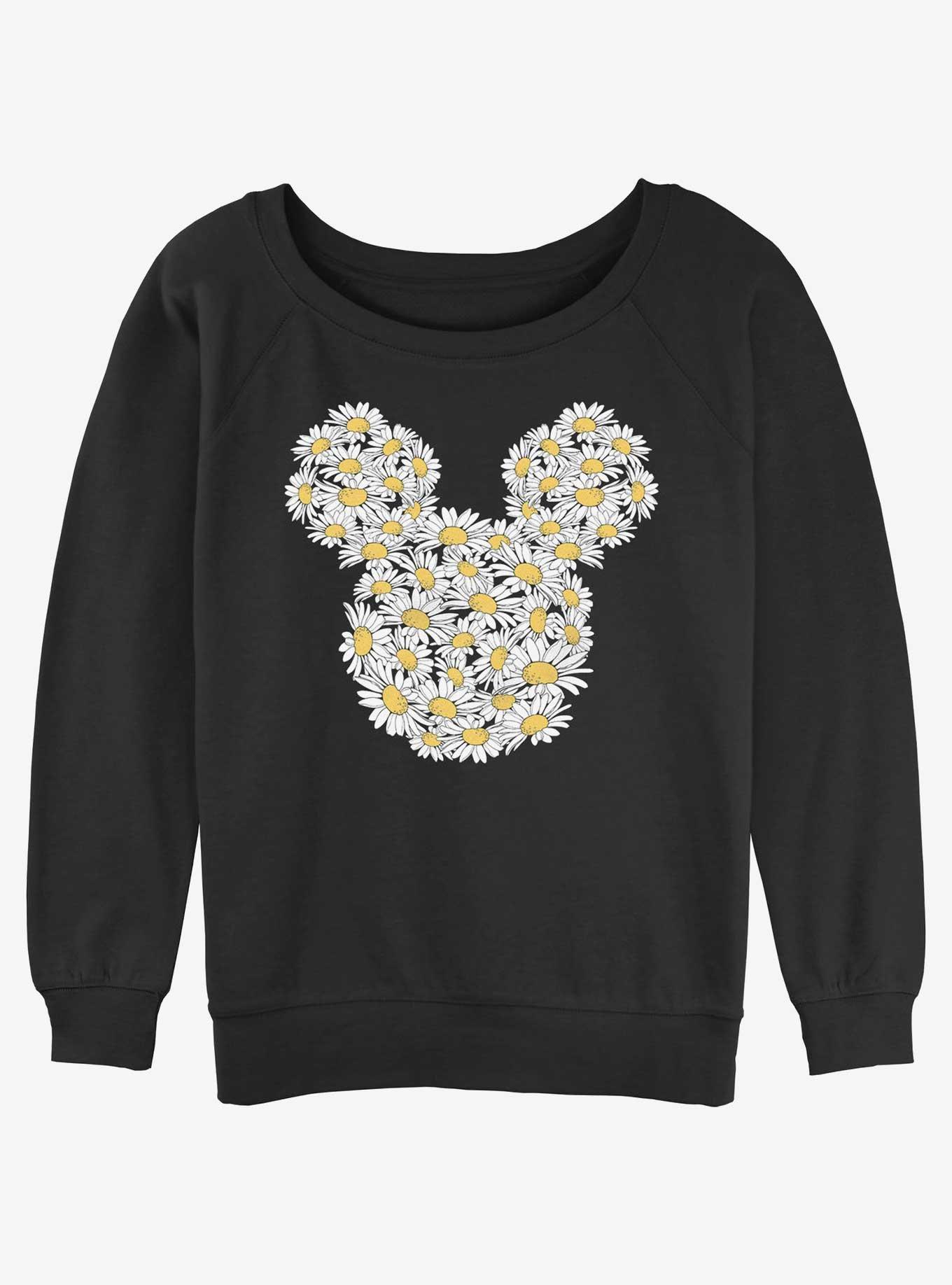 Disney Mickey Mouse Flower ears Girls Slouchy Sweatshirt, BLACK, hi-res