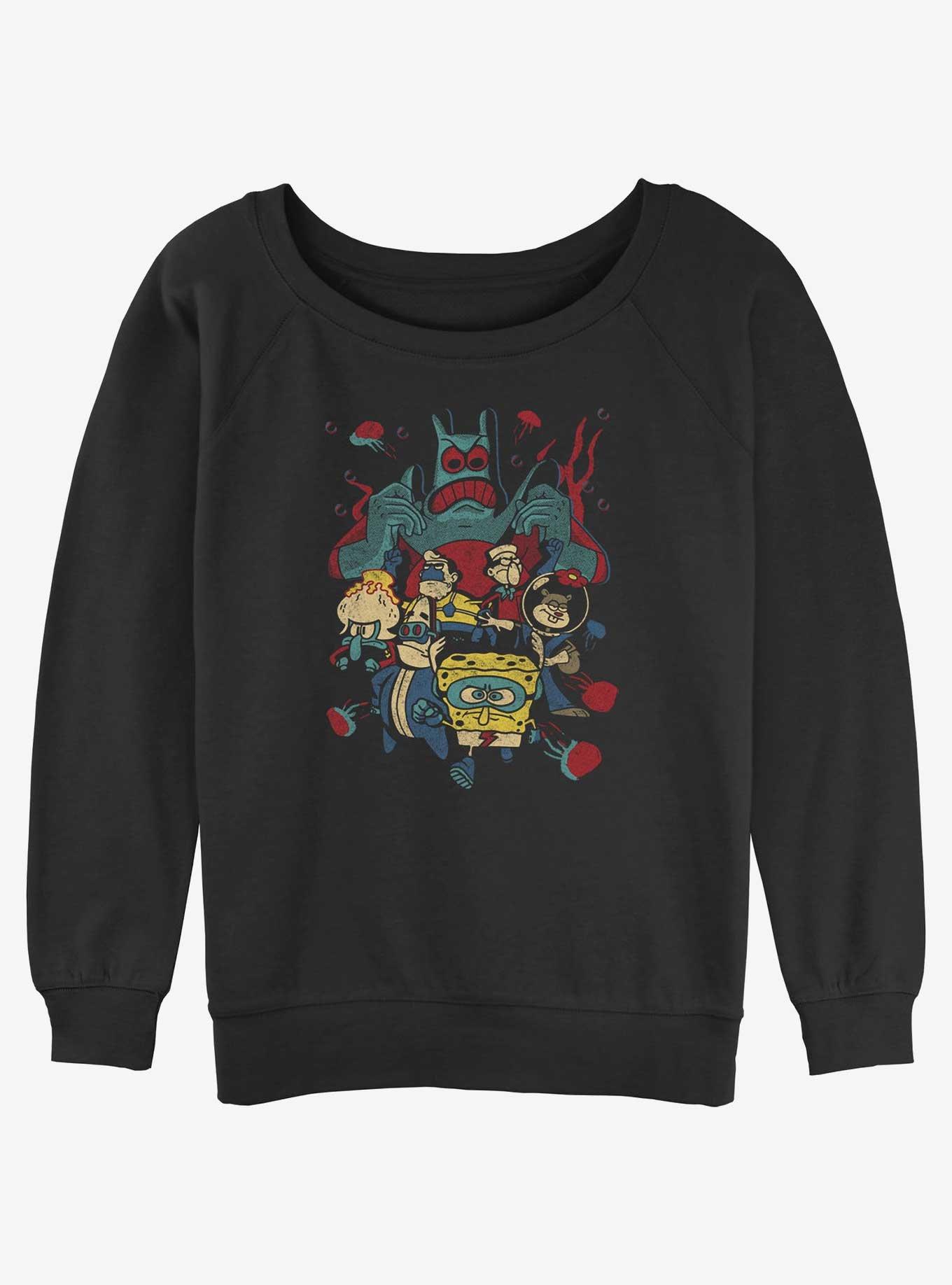 SpongeBob SquarePants Heroes Girls Slouchy Sweatshirt, BLACK, hi-res