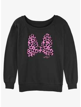 Disney Minnie Mouse pink Animal Print Bow Girls Slouchy Sweatshirt, , hi-res