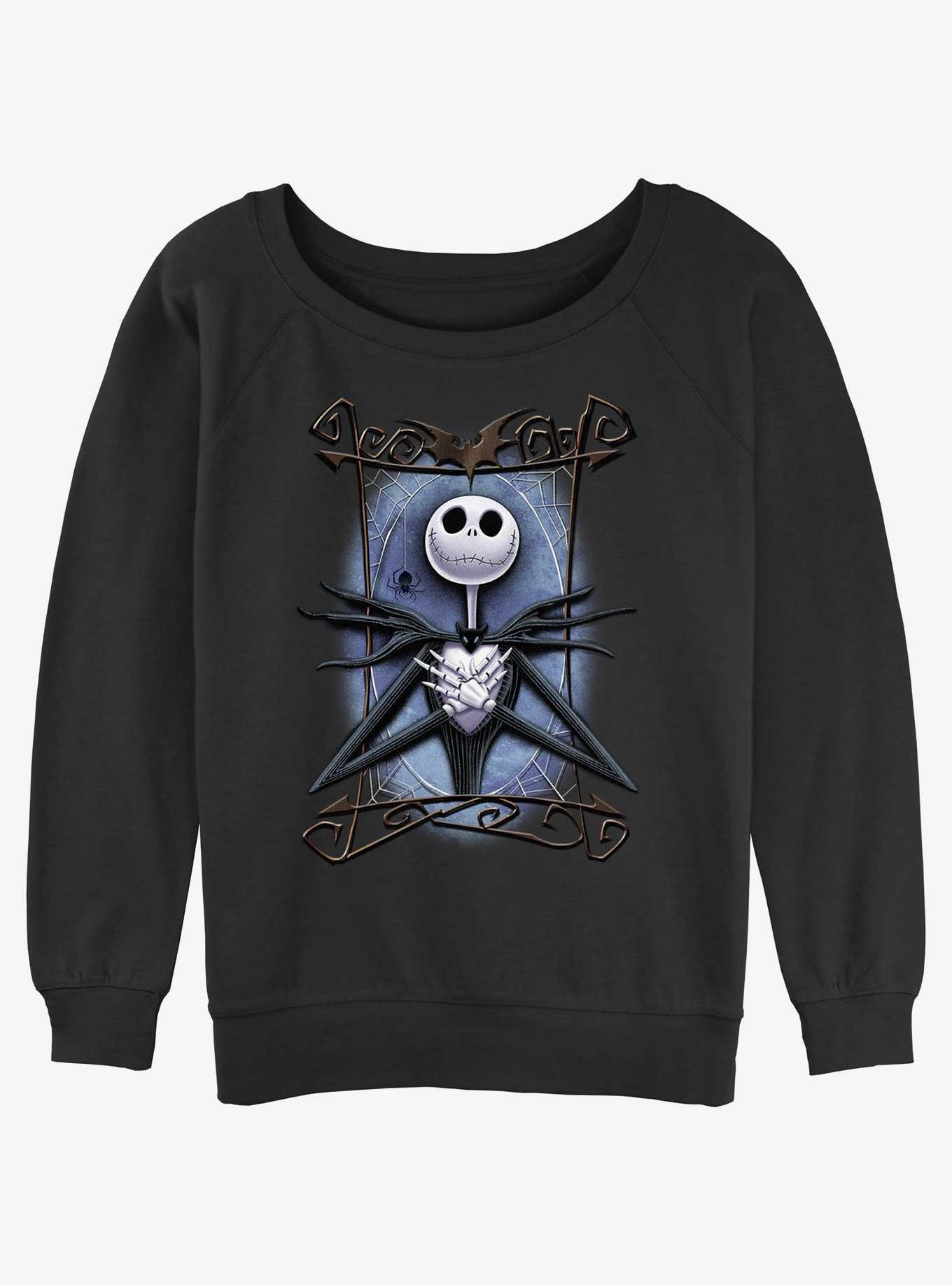 The Nightmare Before Christmas Framed Jack Girls Slouchy Sweatshirt, BLACK, hi-res