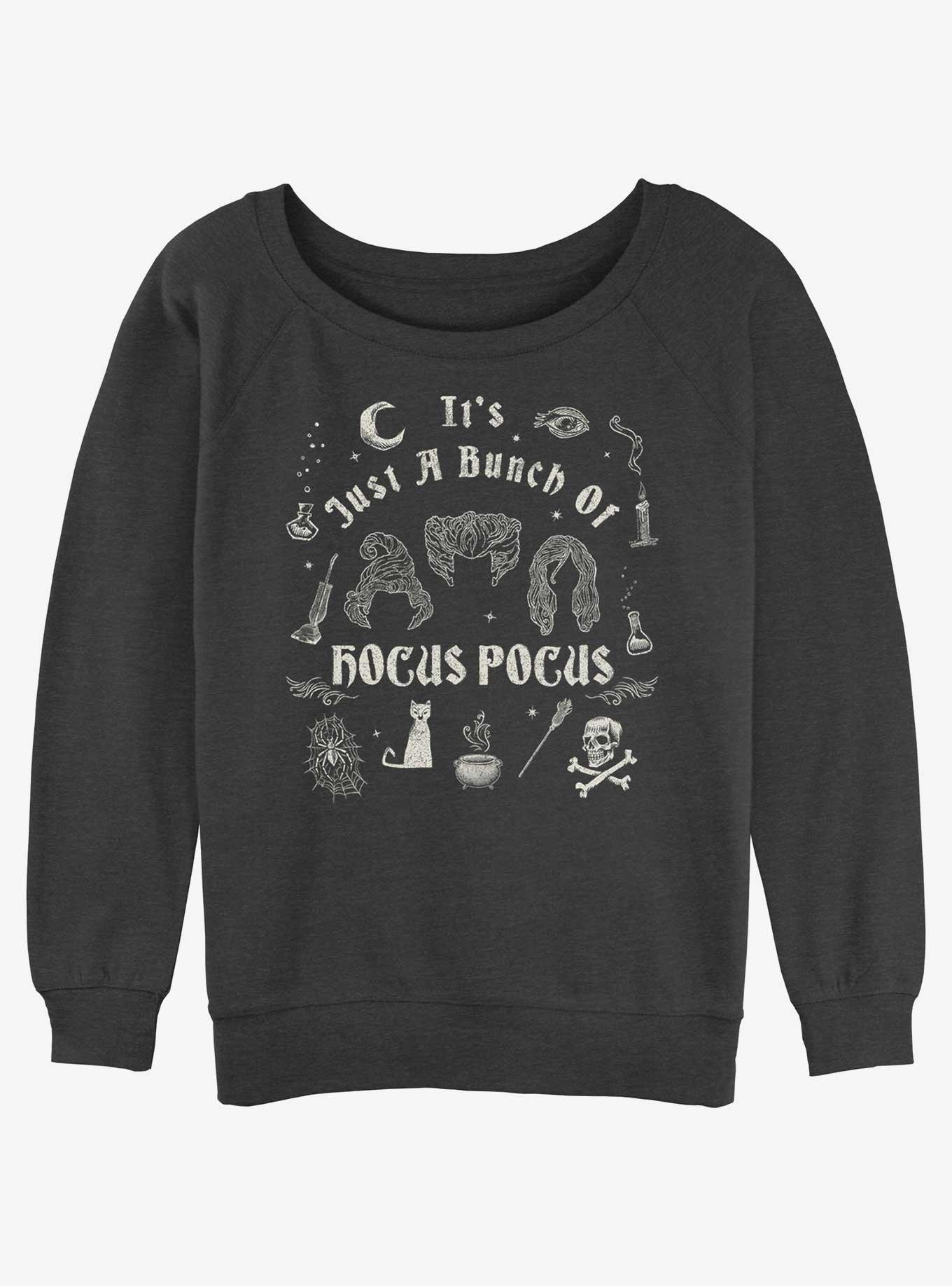 Disney Hocus Pocus A Bunch Of Hocus Pocus Girls Slouchy Sweatshirt, CHAR HTR, hi-res