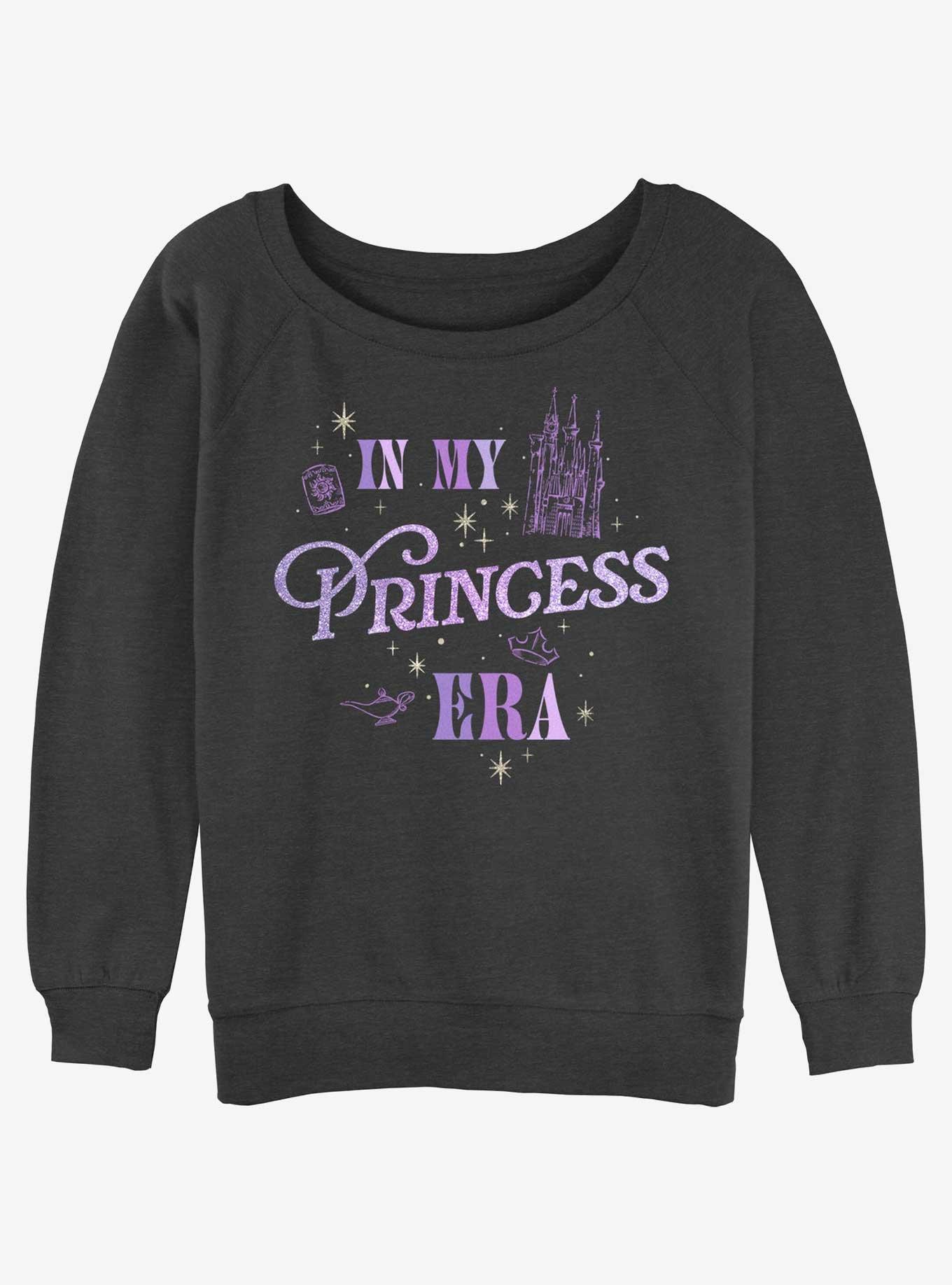 Disney Princesses In My Princess Era Girls Slouchy Sweatshirt, CHAR HTR, hi-res