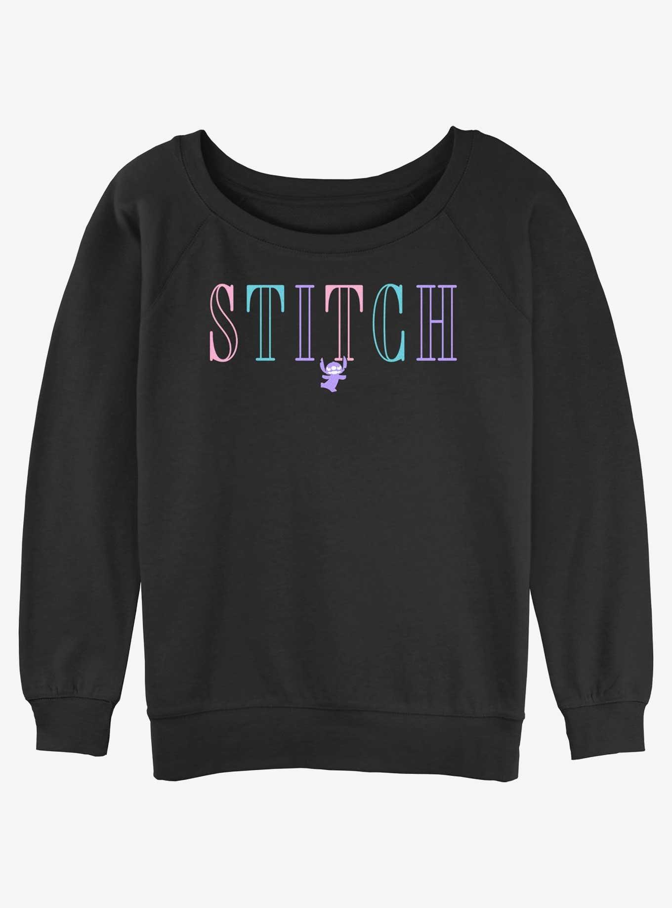 Disney Lilo & Stitch Light Name Girls Slouchy Sweatshirt, BLACK, hi-res