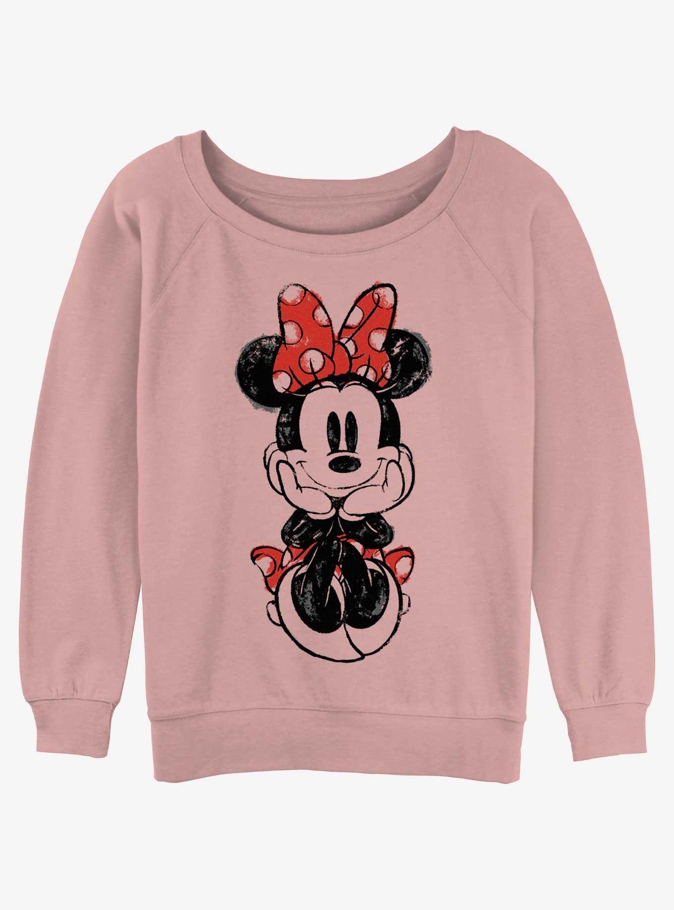 Disney Minnie Mouse Sitting Sketch Girls Slouchy Sweatshirt