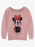 Disney Minnie Mouse Sitting Minnie Sketch Girls Slouchy Sweatshirt, DESERTPNK, hi-res