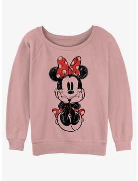 Disney Minnie Mouse Sitting Minnie Sketch Girls Slouchy Sweatshirt, , hi-res