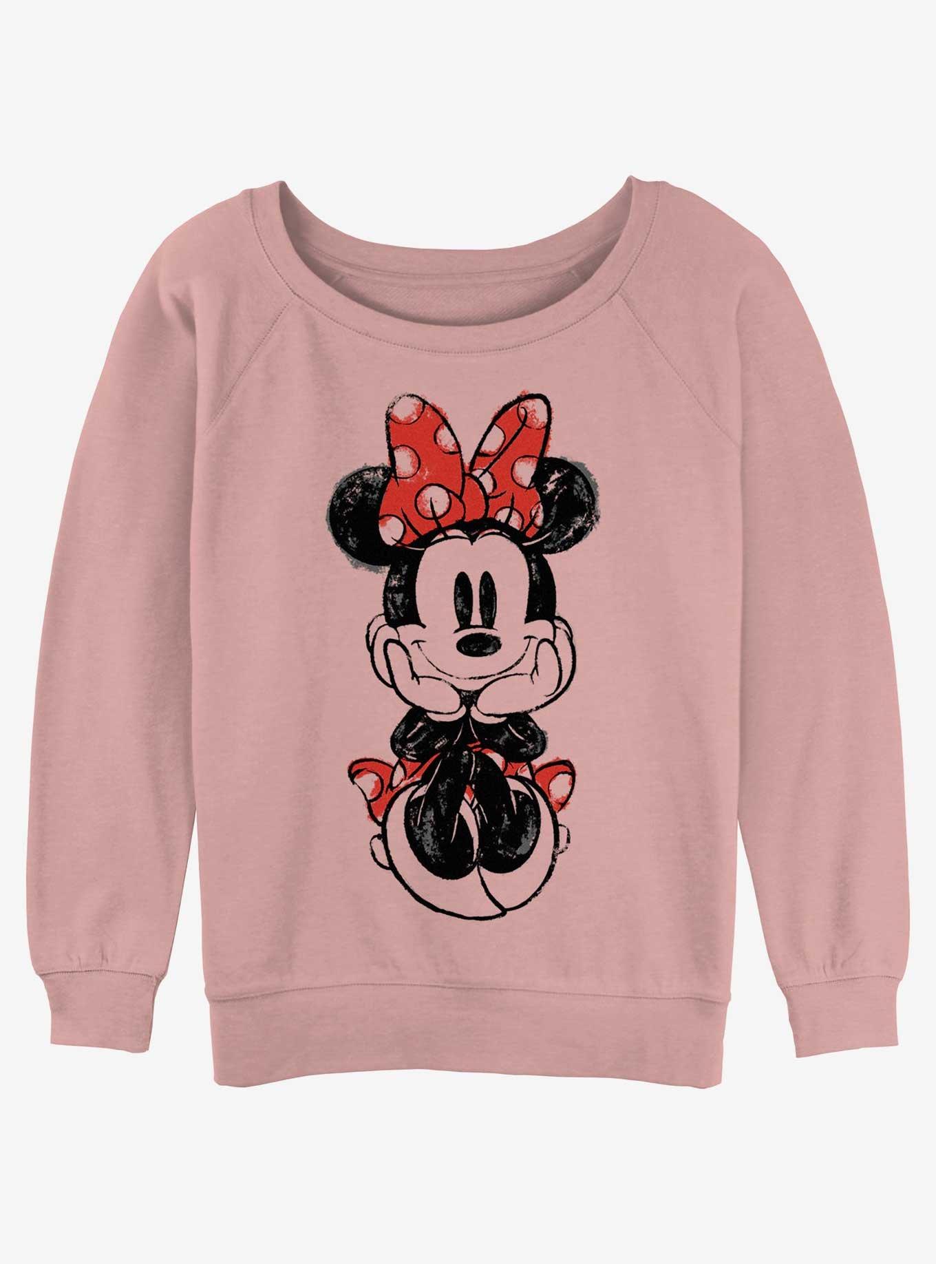 Disney Minnie Mouse Sitting Minnie Sketch Girls Slouchy Sweatshirt, , hi-res