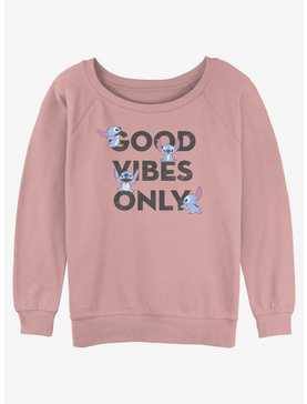 Disney Lilo & Stitch Stitch Good Vibes Girls Slouchy Sweatshirt, , hi-res