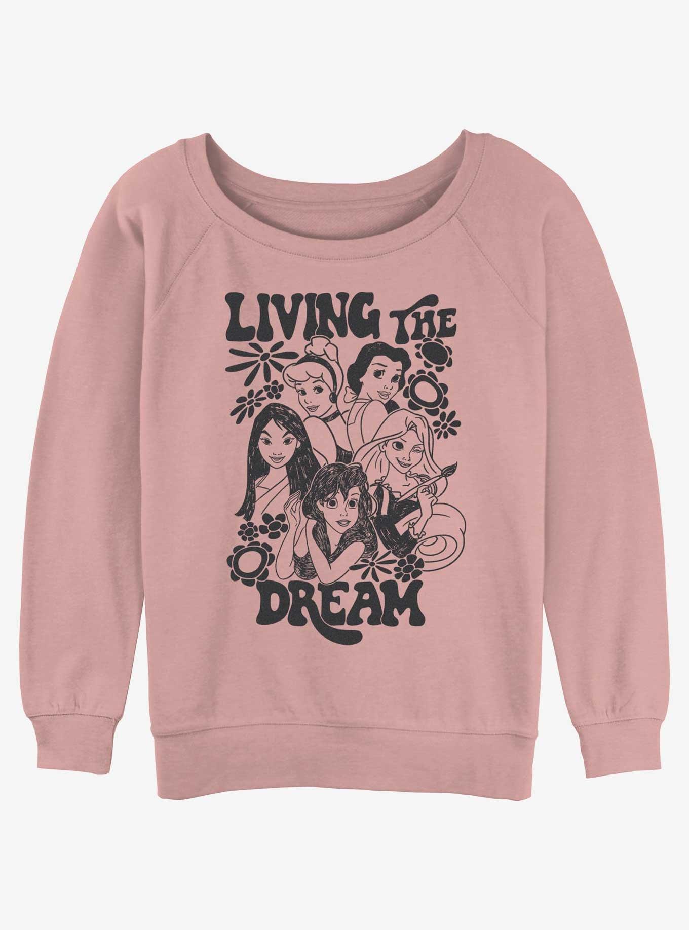 Disney Princesses Living The Dream Girls Slouchy Sweatshirt, DESERTPNK, hi-res