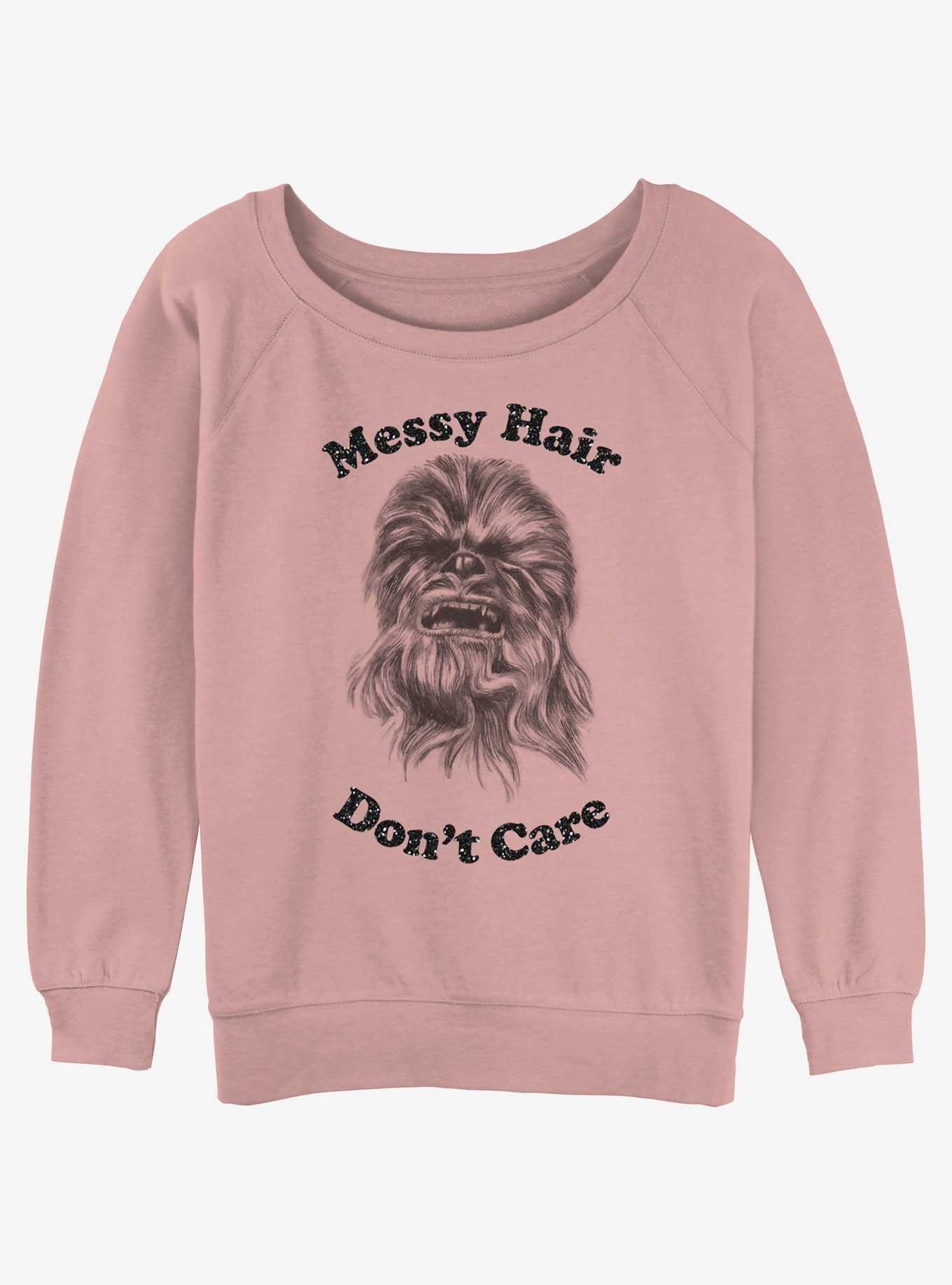 Star Wars Chewbacca Messy Hair Girls Slouchy Sweatshirt - PINK