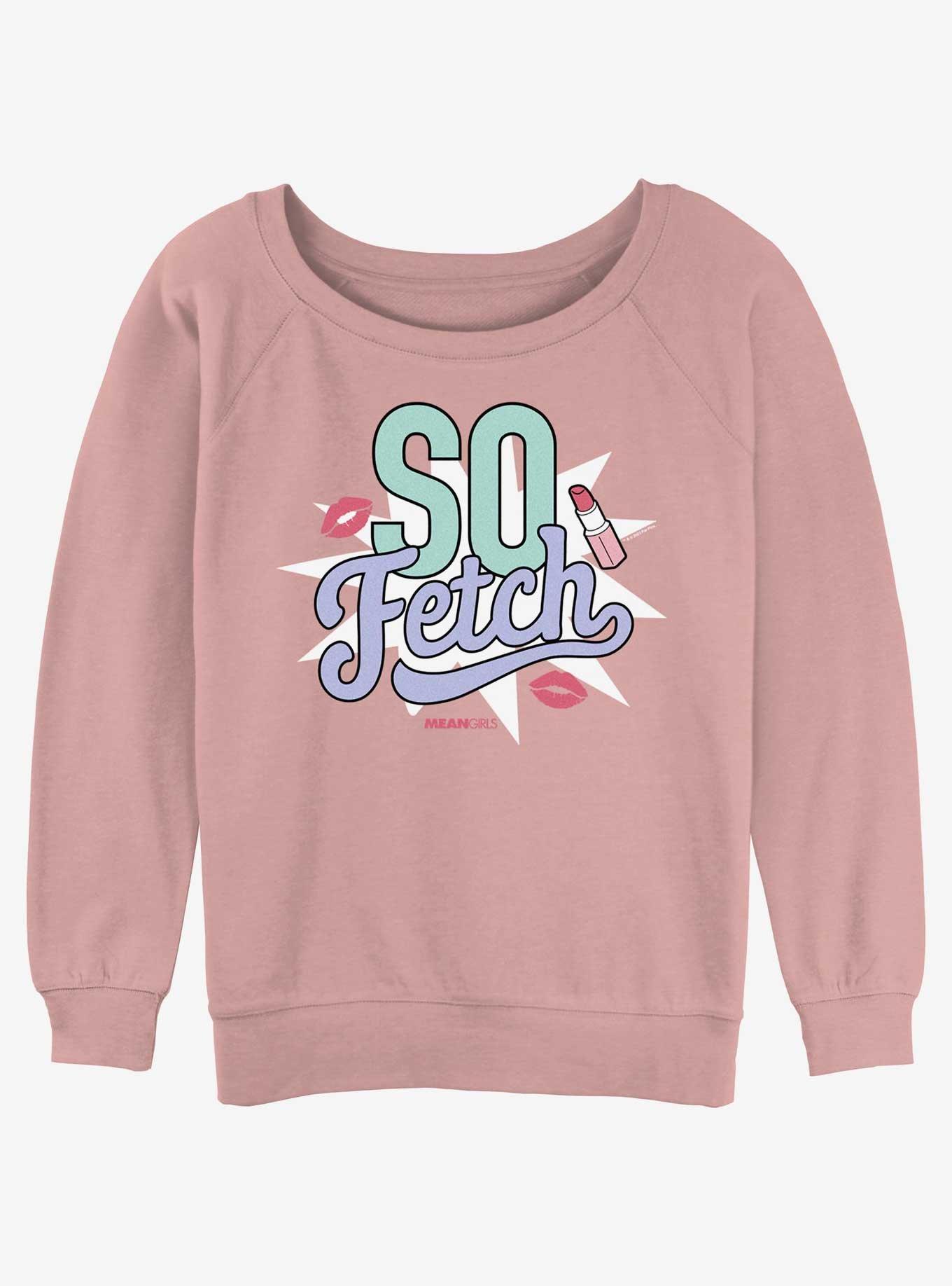 Mean Girls So Fetch Kisses Girls Slouchy Sweatshirt, DESERTPNK, hi-res