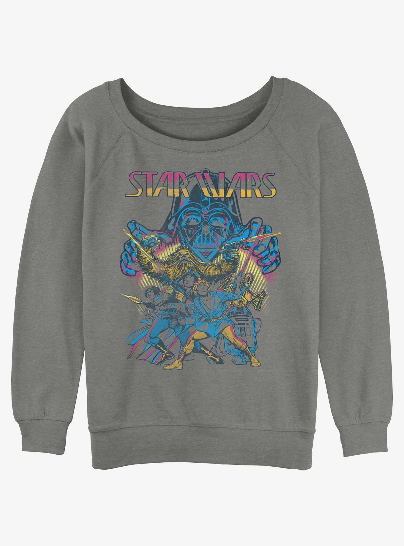 Star Wars Fight Against The Dark Side Girls Slouchy Sweatshirt, GRAY HTR, hi-res