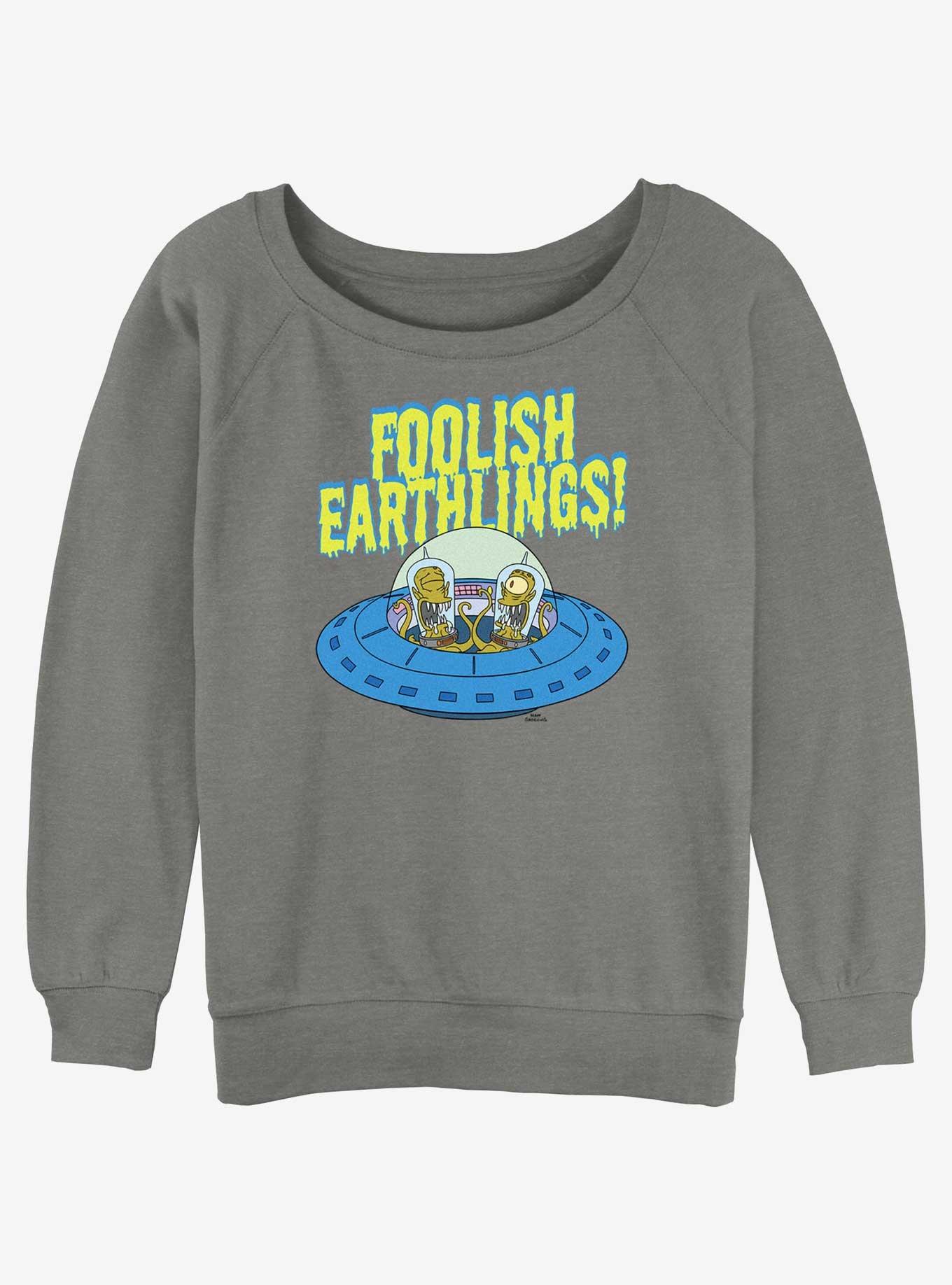 The Simpsons Foolish Earthlings Girls Slouchy Sweatshirt, , hi-res